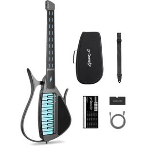CYBER-G Enya CYBER-G Chitarra Smart senza Corde - Innovativa Silent & E-Guitar con Tasti LED, Drum & Bass, Centinaia di Preset, App per Accordi Interattivi per Imparare, Esercitarsi & Performance - Nero