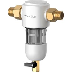 Waterdrop Filtro per Sedimenti a Pulizia Rapida, Filtro per Sedimenti Riutilizzabile per Tutta la Casa, Sistema di Prefiltrazione Lavabile per Acqua di Rete/Pozzo, 1" + 3/4" MNPT, WD-PF01
