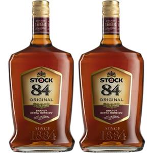 Stock 84 Original, Brandy Extra Morbido Prodotto con l'Originale Ricetta Italiana - Bottiglia da 1L (Confezione da 2)