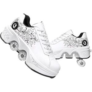TOME.SKATES TOME. SKATES Scarpe con Rotelle per bambine, Pattini a Rotelle per bambini e Sneakers 2 in 1, Pattini a 4 Ruote deformati per bambino come regali di Natale e compleanno (A, EU-34)
