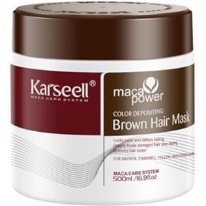 Karseell Maschera Capelli Marroni 500ml, Maschera Colorante Capelli Ripristina e Valorizza i Toni Marroni dei Capelli Trattati con Colorazioni