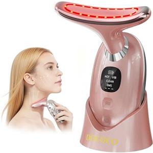 DOCOCO Massaggiatore Viso Lifting Antirughe Elettrico, DOCOCO Doppio EMS Dispositivo di Bellezza Antirughe con 3 Modalità, 45℃ Terapia Lifting Viso, Massaggio Rassodante Viso e Collo