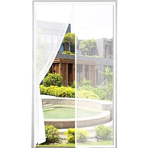 Cinkee ADDENSATO Zanzariera Magnetica per Porta 100x210CM, Rete Fine Zanzariera Magnetica Porta, Tenda Zanzariera Porta con Totalmente Calamita, si Chiude da Sola per Balcone, (Bianco)