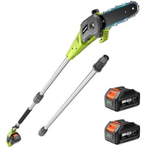 Supstable Motosega a Batteria 8 Pollici - 2×4000 mAh, Potatore Elettrico Telescopico da Giardino e Alberi con Asta di Estensione 4,6 m, Velocità Catena 10 m/s, Taglio Rami Facile e Sicuro