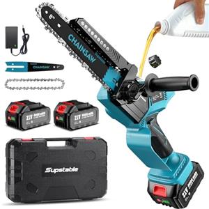Supstable Mini Motosega a Batteria 8/6 Pollici, 8000mAh Motoseghe Elettrica Brushless, 1300W, Oliatore Automatico, Tensione Catena Senza Attrezzi, Sega a Batteria per Potatura, Artigianato e Progetti