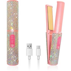 HUAJUN Piastra Capelli, Piastra Portatile Senza Fili 2 in 1, Mini Piastra per Capelli, Piastra da Viaggio 5000mAh, Hair Straightener 3 Einstellbare Temperaturen Riscaldamento Rapido in 2s