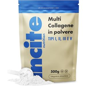 Incite Nutrition Multi Collagene in Polvere Non Aromatizzato 500 g. Fonte di Collagene Tipo 1, 2,3 e 5. Integratore Essenziale per Pelle, Articolazioni, Ossa, Capelli, Unghie e Muscoli