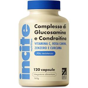 Incite Nutrition Complesso ad alta resistenza con glucosamina e condroitina con MSM, vitamina C, zenzero, rosa canina - Integratori per la cura delle articolazioni, 120 pezzi (confezione da 1)
