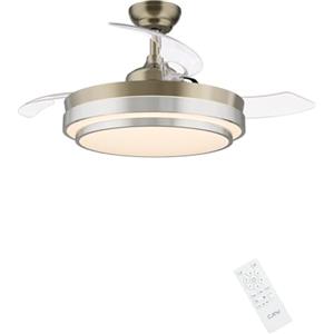 CJOY Ventilatore da Soffitto con Luce Pale Retrattili, 107cm Ventilatore da Soffitto con Telecomando 3 Lames, Lampadario con Ventilatore da Soffitto Reversibile Estate e Inverno, Dimmerabile