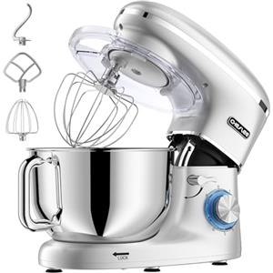 CHeflee Impastatrice Planetaria,2000W Robot da Cucina Multifunzione,6.2 L Ciotola in Acciaio inox,con Frusta,Gancio per Impastare,Frusta per Dolci,6 Velocità Impastatrice Professionale