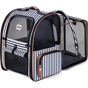 Lekespring Zaino per Cani Gatti Trasportino Espandibile,Pieghevole Cuccia Portatile Traspirante per Cani Piccoli Gatti Medi Fino a 8 KG con 4 Ingressi,per Viaggi Sia Lunghi Che Corti,Blu