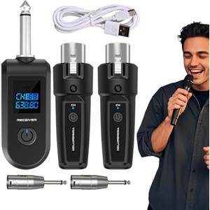 Generico di microfono wireless, trasmettitore audio e ricevitore del microfono wireless - 10 Adattatore microfono Condenser - Trasmettitore e ricevitore ricaricabili per mixer audio, bassi di chitarra