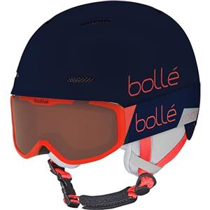 Bollé | COMBO - Casco e Maschera da sci | B-FUN JR and ROCKET | Blue & Red Matte and Vermillon Cat 2 | Small-Medium | Unisex | Children