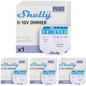 Shelly Dimmer Gen2-0-10V, Interruttore Varialuce Intelligente WiFi e Bluetooth, Domotica Dimmerabile, Compatible con Alexa e Google Home, App iOS Android, Nessun hub e Neutro richiesto