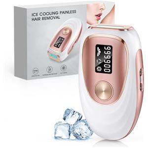 Haarlosy Epilatore Luce Pulsata con Ghiaccio, IPL Epilatore Laser a 5 Livelli e 2 Modalità, 999,900 Impulsi per Corpo, Viso, Ascelle e Gambe (Oro Rosa)
