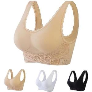 TOSOFT Reggiseni Sportivi Regolabili A Canotta for Donne Anziane, Confezione da 4, Reggiseno in Pizzo con Fibbia Laterale Reggiseno A Fascia Taglie Forti, Top Corto (Color : H, Size : XL/X-Large)