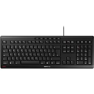 CHERRY STREAM KEYBOARD, Tastiera con filo, Layout per il Regno Unito (QWERTY), Battitura estremamente silenziosa, Sensazione di digitazione unica, Design piatto, Colore nero