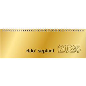 rido/idé Agenda orizzontale modello Septant (2025), 2 pagine = 1 settimana, 305 × 105 mm, 128 pagine, copertina in cartone lucido, oro