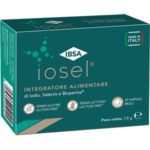 IBSA Iosel - Integratore Alimentare a Base di Iodio e Selenio in 30 Capsule Molli per il Benessere della Tiroide