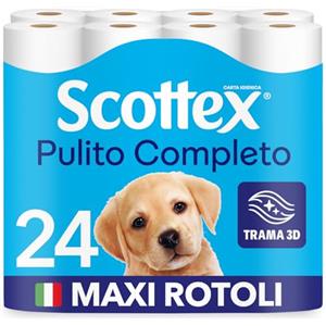 Scottex Carta Igienica, Formato Salvaspazio, Confezione 100% Riciclabile, Fatto in Italia, 24 Rotoli