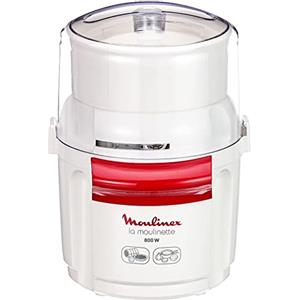 Moulinex AD5601 Moulinette Bouton, Sminuzza e mescola, Capacità di 200 g, 3 Velocità, Doppia lama in Acciaio Inox, Bianco e Rosso