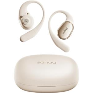 SANAG C16S Cuffie Sport, Auricolari Bluetooth 5.4, 500mAh, 56 Ore Cuffie Wireless con HiFi Stereo, Cuffiette Bluetooth Senza fili con IPX4 Impermeabili per Uomini, Donne- Beige