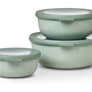 Mepal - Set di 3 Contenitori Cirqula Rotondo - Contenitori per Alimenti con Coperchio - Adatti come Contenitori Ermetici per Frigo, Freezer, Microonde - 350 ml, 750 ml & 1250 ml - Nordic Sage,