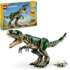 LEGO Creator 3 in 1 T. Rex, Dinosauro Giocattolo Trasformabile in 3 Modellini Snodabili come Triceratopo e Pterodattilo, Giochi per Bambini e Bambine da 9 Anni, Idea Regalo di Compleanno 31151