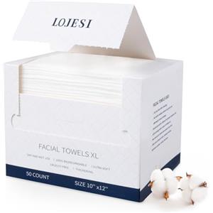 Carehabi Salviette Asciutte Salviette Struccanti 50 Pezzi Cotone Struccante Dischetti Asciugamani Viso 30 x25 cm (10"x12" XL) per Detergere il Viso Skincare e Struccante
