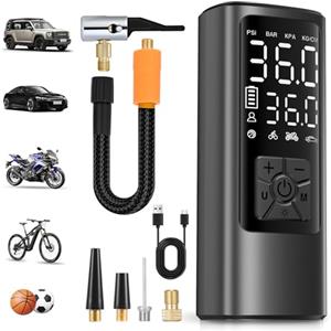 HOVVIDA Compressore Aria Portatile, Compressore Portatile, Compressore Portatile Moto, 150 PSI (10,3 Bar) 5V, Inflazione Rapida, Spegnimento Automatico, LED, per Auto, Moto, Bicicletta, Palla