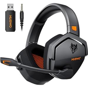 NUBWO G06 Cuffie Gaming per PC/Ps5/Ps4/NS/Mobile,2,4GHz Wireless+5.3 Bluetooth,Cuffie Wireless con Microfono 7.1 Qualità Audio Senza Perdita di Bassa Latenza,Durata di Oltre 100+ Ore -Arancio