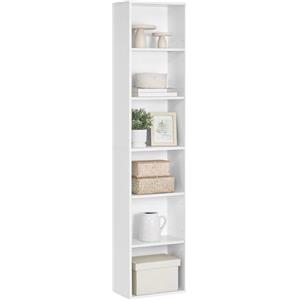 VASAGLE Libreria, Scaffale Libreria a 6 Ripiani, Scaffale Portaoggetti Aperto, 24 x 40 x 178,5 cm, per Soggiorno Studio Sala da Pranzo, Bianco Nuvola LBC167T14