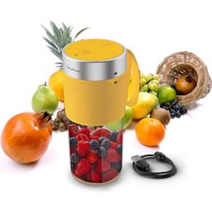 Moulinex Lightmix, Frullatore Portatile 300ml, Potente e Silenzioso, Bicchiere in Tritan Infrangibile, Lunga Autonomia e Auto Spegnimento, Colore Giallo, LM1C02