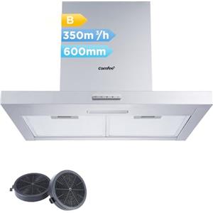 COMFEE' Cappa Aspirante 60 TSHM17SS-60 Acciaio Inossidabile Cappa Cucina Con LED, Sistema Di Ricircolo E Canalizzazione E Filtri A Carbone