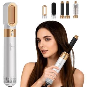 ZVD Spazzola Asciugacapelli,Spazzola Rotante Per Capelli,Spazzola Modellante Ad Aria Per Capelli Ricci 5 In 1, Spazzola Elettrica Per Capelli,Volumizzante, Lisciante, Asciugare (Bianco)