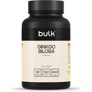 Bulk Compresse Ginko Biloba 6000 mg, 6000 mg, integratore ad resistenza, 60 Compresse, 60 porzioni