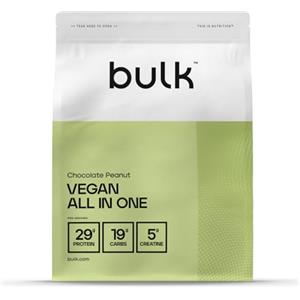 Bulk Vegan All In One, Con creatina, carboidrati Vitargo, BCAA e HMB, Cioccolato con arachidi, 2.5kg, 41 porzioni