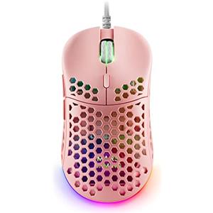 Mars Gaming MM55, Mouse Gaming RGB Chroma, Ultra-leggero 55g, 12800 DPI, Switch Meccanici Programmabili HUANO, Rosa