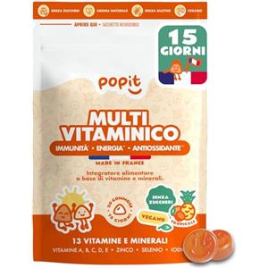 POP IT 60 Gommose Multivitaminico Completo con 13 Vitamine e Minerali Complex - Vegano, Senza Zucchero - Integratore Multivitaminico Donna e Uomo - Vitamina A, B, C, D, E e Zinco