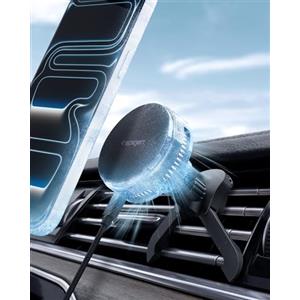 Spigen Essential Cryomax MagFit Qi2.2 25W Caricatore Wireless Auto con Ventola di Raffreddamento, Ricarica Rapida, Supporto MagSafe Auto, Montaggio su Bocchetta d'Aria, Compatibile con iPhone 17 16 15