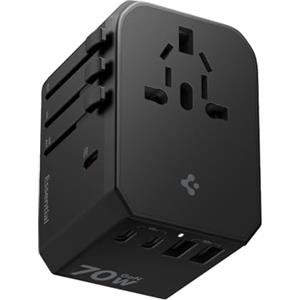 Spigen ArcStation Adattatore Universale da Viaggio 70W [5-Porte & PD] con 3 USB C e 2 USB A, Presa Universale da Viaggio per Inglese/Americana/Australia/Giappone, Viaggio Accessori Utili - Nero