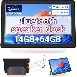 Whitedeer Tablet 10 Pollici, Dock Altoparlante Bluetooth, Tablet Android Octa-Core, Ricarica Wireless, 14GB RAM+64GB ROM+1TB Memoria Espandibile, 1280×800P, Fotocamera 5MP+8MP, Batteria 5000mAh