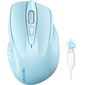 TECKNET Mouse Bluetooth Ricaricabile, Multi-dispositivo Wireless Silenzioso (Tri-Mode: BT 5.0/3.0 + 2.4G), 4800 DPI Ergonomico Portatile per Laptops, Mac OS, Android, Windows