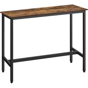 VASAGLE Tavolo da Bar Rettangolare Stretto, Tavolo da Cucina, Tavolo da Pranzo, Telaio in Metallo, 40 x 120 x 90 cm, Facile da Montare, Design Industriale, Marrone Vintage e Nero Inchiostro LBT120B01