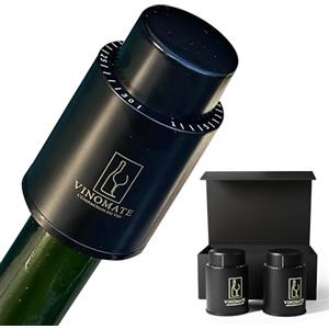 VinoMate Tappo Vino Sottovuoto con Pompa | Conserva il Gusto del Vino | Idea Regalo Uomo, Donna, natale | Tappi Bottiglie Vino Riutilizzabili | Accessori Vino in Scatola Regalo