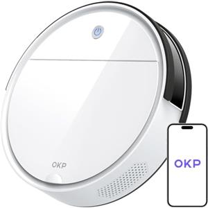 OKP K5 Robot Aspirapolvere, 2500Pa, 120 Minuti, WiFi/App, Sistema di Filtrazione Efficiente, Auto-Ricarica, Design Sottile, Silenzioso, Perfetto per Pavimenti Duri, Peli di Animali, Tappeti