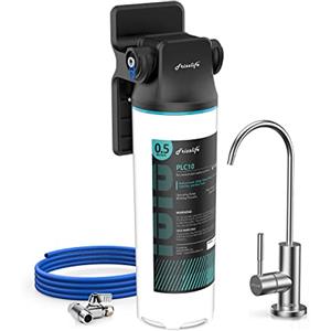 Frizzlife SW10F filtro per acqua sotto il lavello con rubinetto in nichel spazzolato, certificato NSF/ANSI 53&42, riduce al 99,99% piombo, cloro, cattivo gusto e odore, 8K galloni, 0,5 micron.