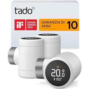 tado° termostato intelligente X - Trio Pack, controllo del riscaldamento tramite app e smart speaker (Alexa, Siri, Google Assistant), installazione fai da te