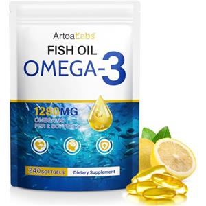 leyosger Omega 3 Olio di Pesce con 650 mg EPA e 450 mg DHA Alto Dosaggio Quotidiano, 1280 mg Omega-3s Olio di Pesce, Integratore Omega 3 e Acidi Grassi Essenziali EPA DHA, 240 Capsule Softgel