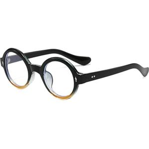LJCZKA Retrò Occhiali Anti Luce Blu Rotondi Uomo Donna, Ovale Occhiali Filtro Luce Blu Occhiali Con Lenti Trasparenti Antiriflesso per Gaming Reading Computer (Tè Nero Trasparente)